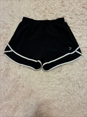 Gymshark Black Athletic Shorts with White Trim